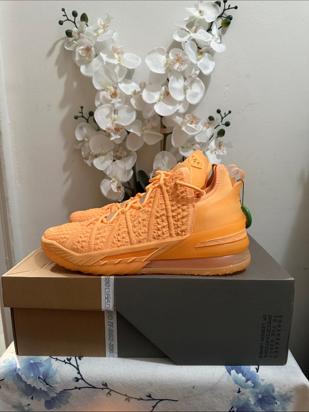 LeBron James Orange Knit Athletic Sneakers